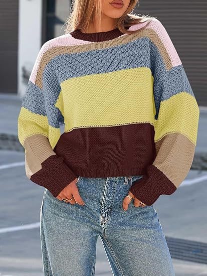 Damen Grobstrickpullover mit Farbblockdesign und oversized Schnitt Drune