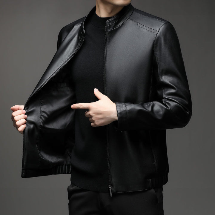 Herren Lederblouson mit weichem Fellfutter und Stehkragen Drune