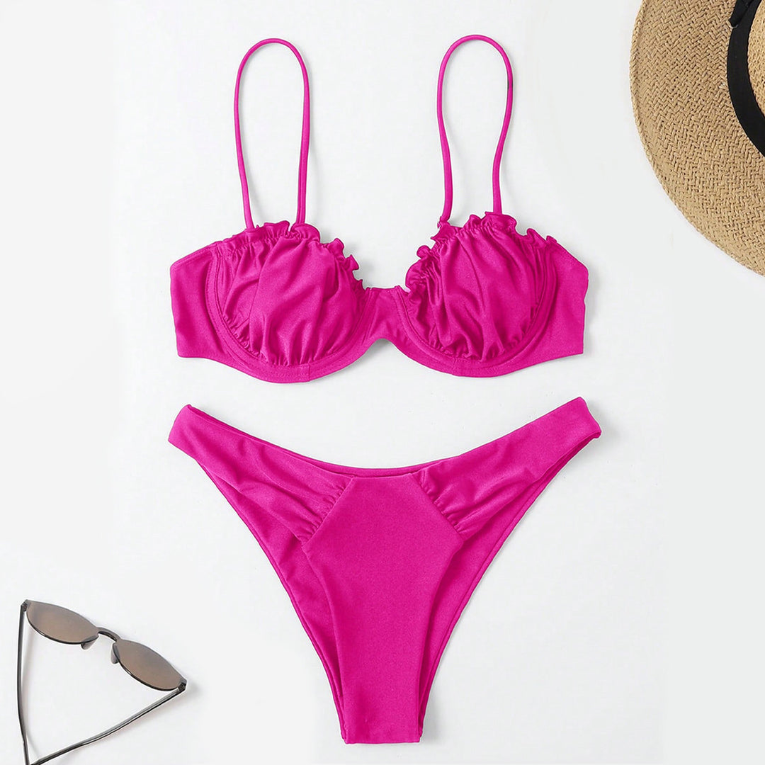 Damen Push-Up-Bikini mit Raffung und verstellbaren Trägern Drune