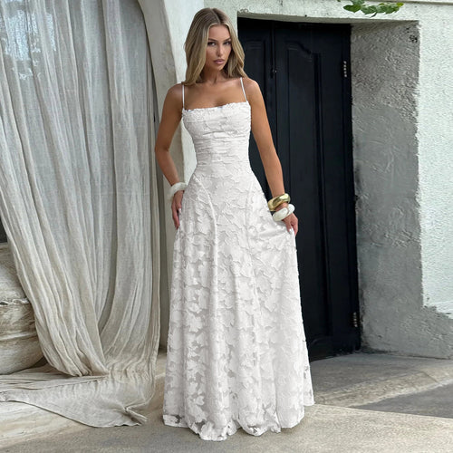 Damen Maxikleid mit zartem Blumendesign und schwingendem Saum Drune