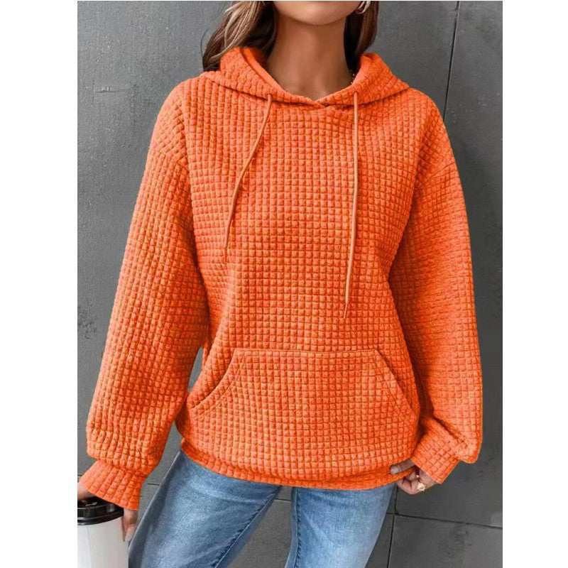 Damen lässiger Hoodie mit strukturierter Oberfläche und praktischer Kängurutasche Drune