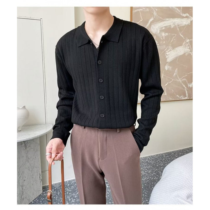 Herren Elegantes Langarm-Polohemd mit Struktur Drune