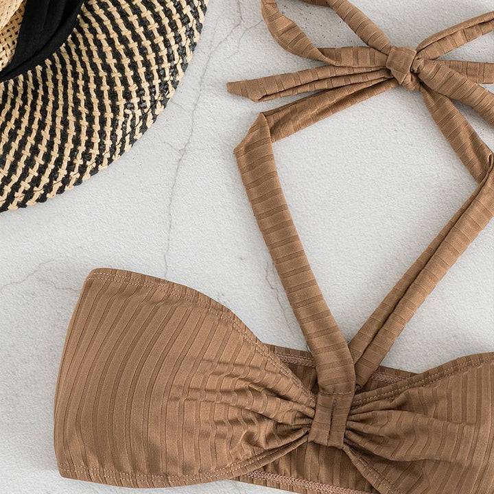 Damen Bandeau-Bikini mit strukturiertem Design und seitlichen Schnürungen Drune