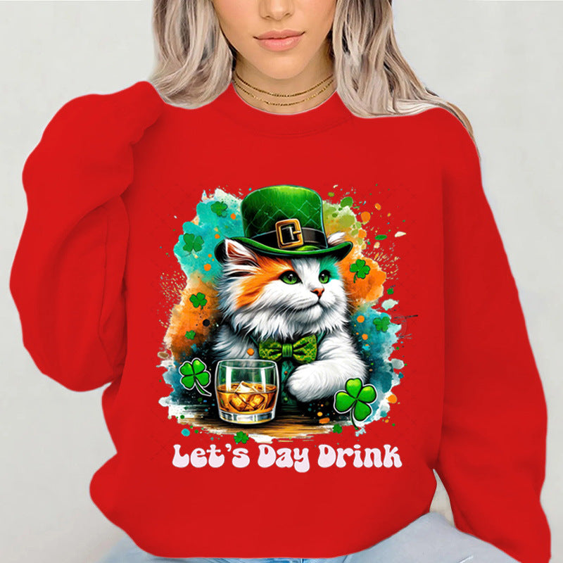 Damen Sweatshirt mit lustigem Katzenmotiv und inspirierendem Schriftzug Drune