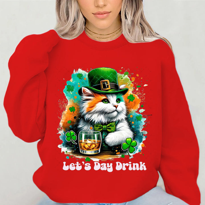 Damen Sweatshirt mit lustigem Katzenmotiv und inspirierendem Schriftzug Drune