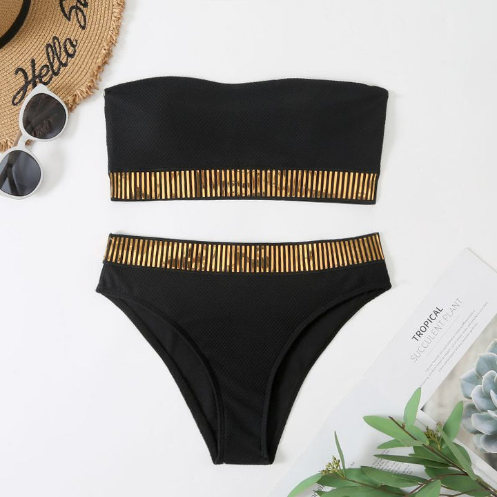 Damen Bandeau-Bikini mit goldenen Akzenten Drune