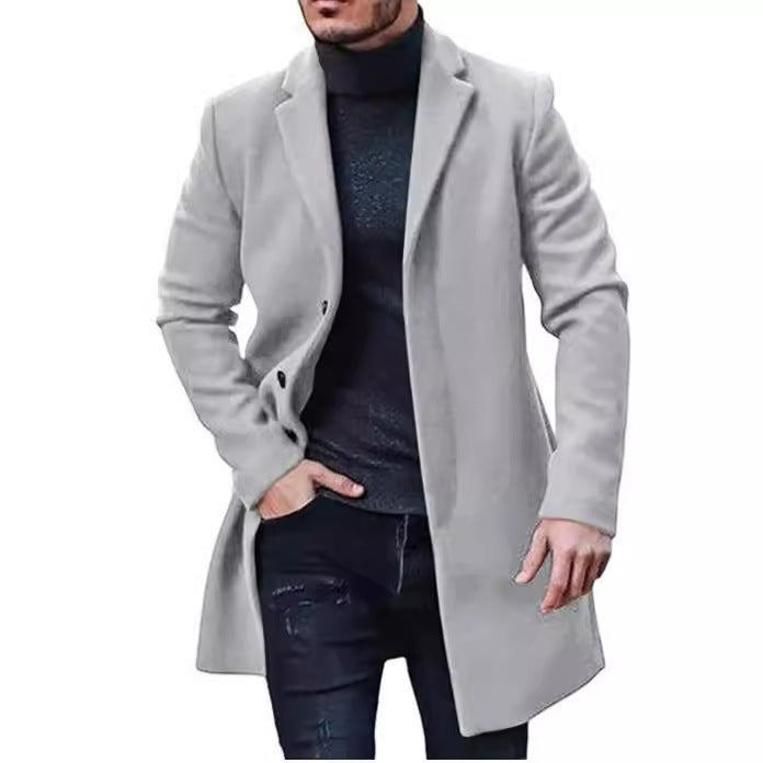 Herren eleganter langanhaltender Freizeitmantel im klassischen Stil Drune