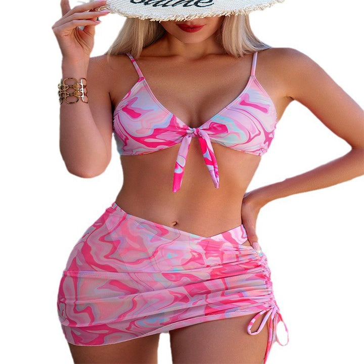 Damen Triangel-Bikini mit dekorativem Wickeldetail Drune
