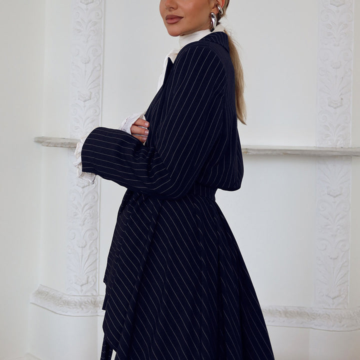 Damen Elegante taillierte Blazerjacke mit asymmetrischem Schnitt und Gürtel Drune