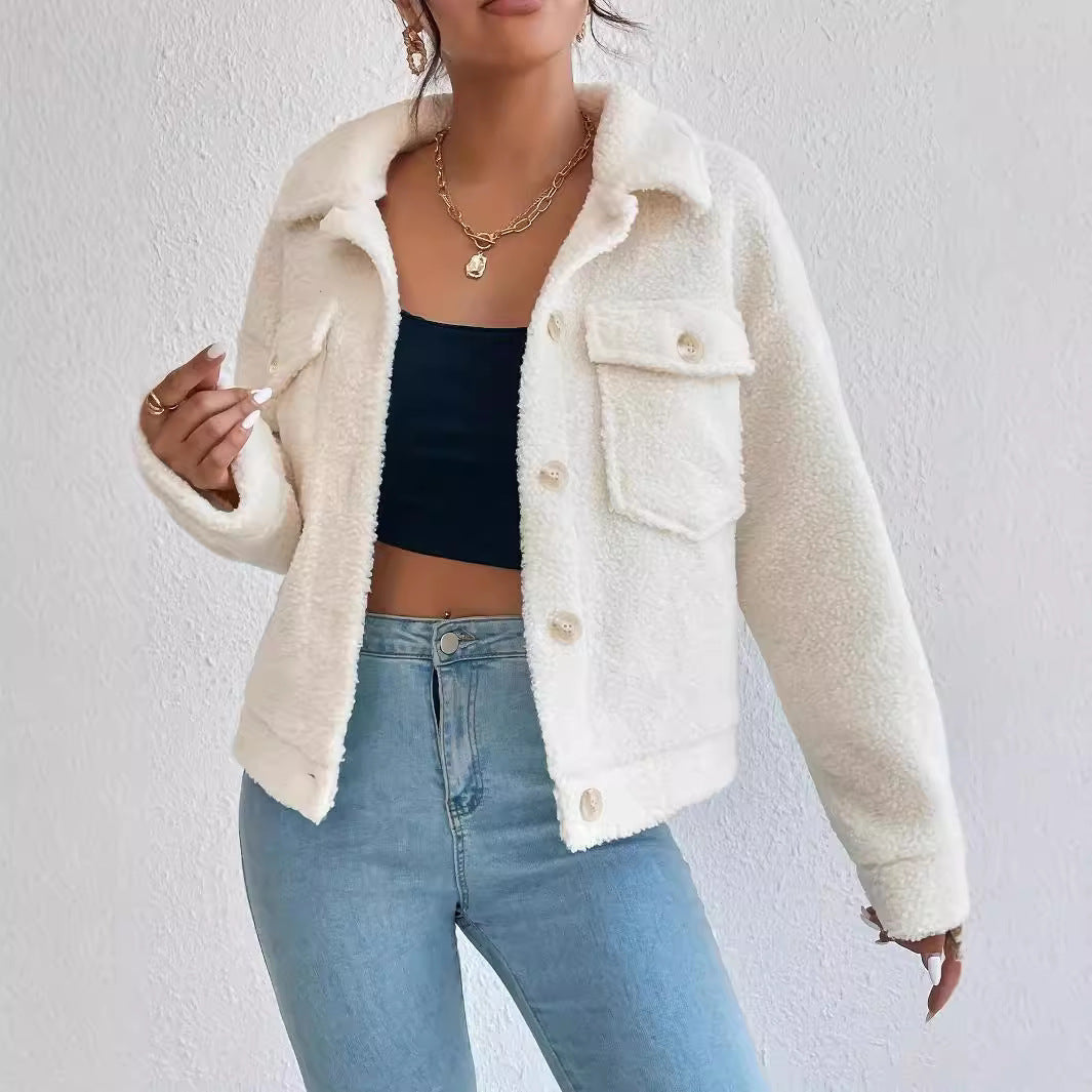 Damen Kuschelige Fleecejacke im stylishen Design mit Taschen Drune