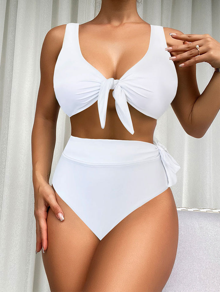 Damen Bikini-Set mit hohem Bund und stylishen Knoten-Details Drune