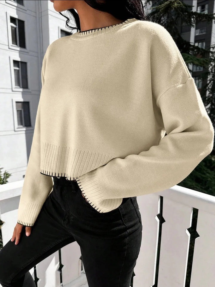 Damen Modischer Pullover mit asymmetrischen Kanten und strukturiertem Design Drune