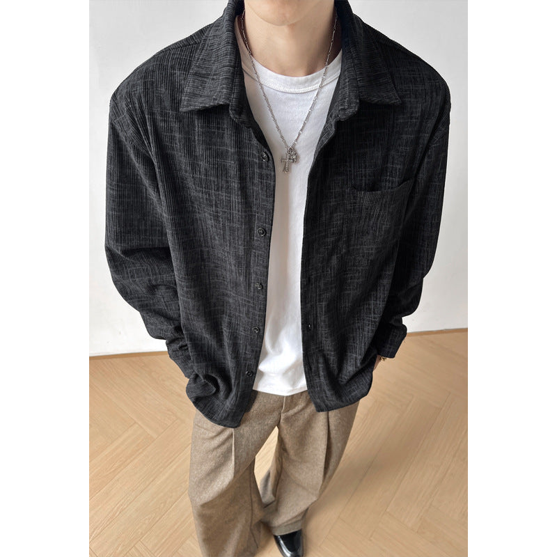 Herren Strukturierte Freizeit-Bluse Drune