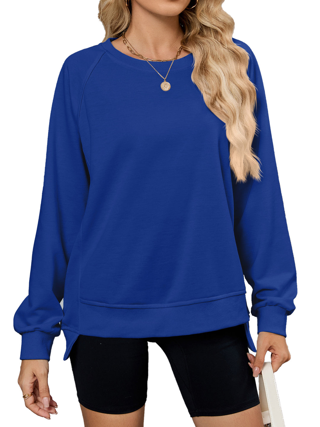 Damen lässiges Sweatshirt mit seitlichen Schlitzen und lässiger Passform Drune