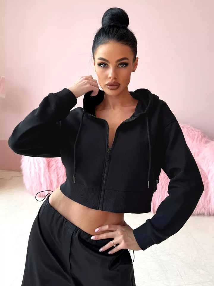 Damen cropped Kapuzenpullover Drune