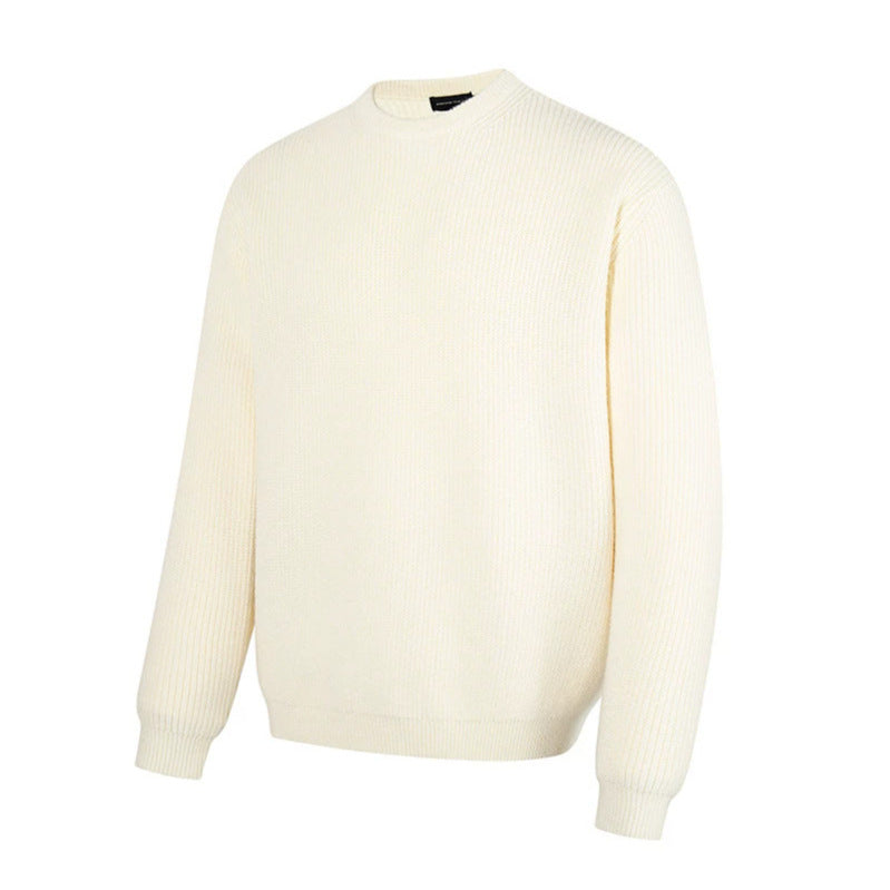 Herren Feinstrickpullover mit Rundhalsausschnitt und geripptem Strukturstrick Drune