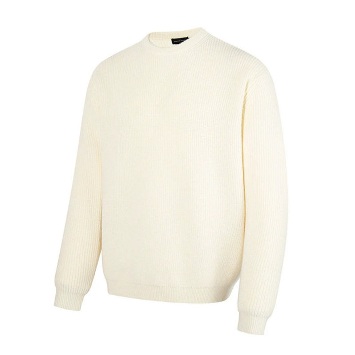 Herren Feinstrickpullover mit Rundhalsausschnitt und geripptem Strukturstrick Drune