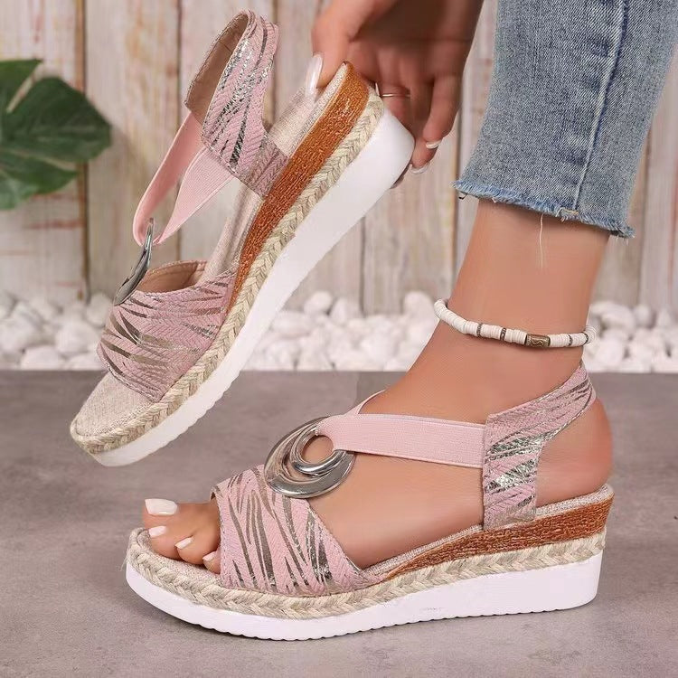 Damen Komfortable Plateausandalen mit modischem Schnallenakzent Drune