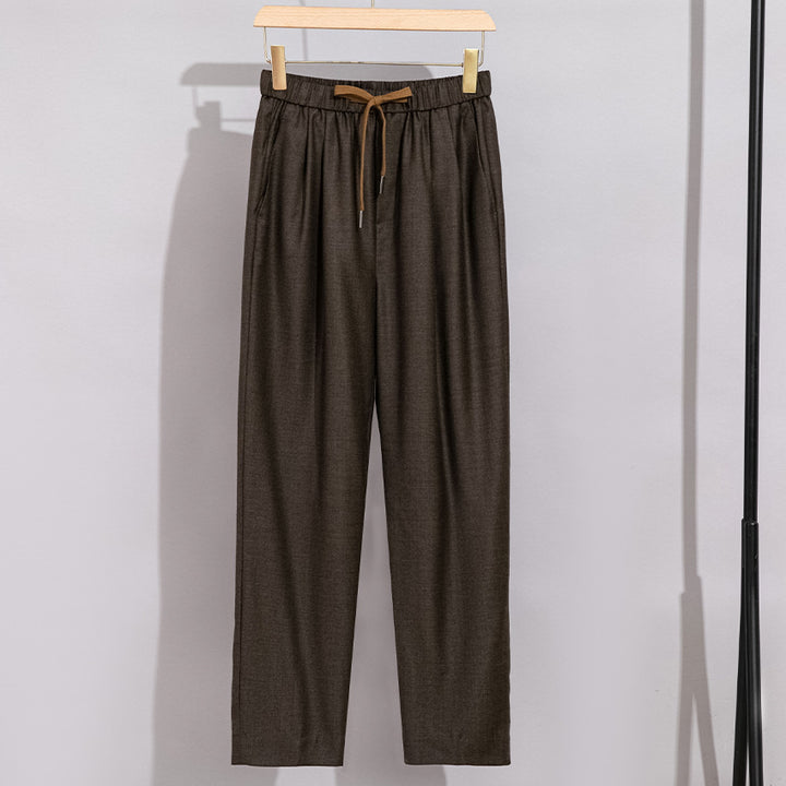 Damen Relaxed-Hose mit elastischem Bund, Tunnelzug und geradem Bein Drune