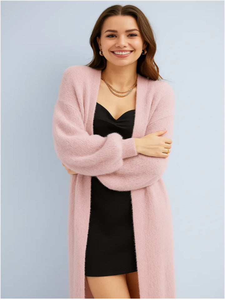 Damen Flauschiger Langarm Cardigan Drune