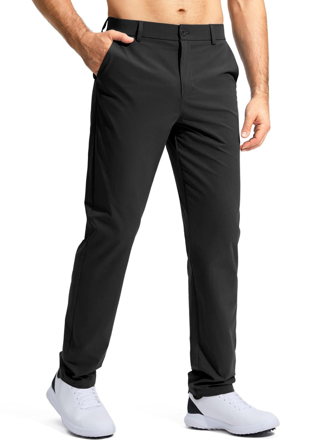 Herren nan elastische Golftwill-Hose mit geradem Schnitt, knitterfreiem Material und verdeckter Reißverschlusstasche Drune