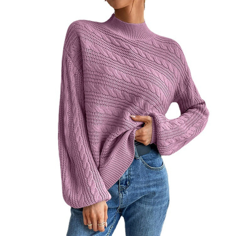 Damen Strickpullover mit weitem Schnitt und modischem Kabelmuster Drune
