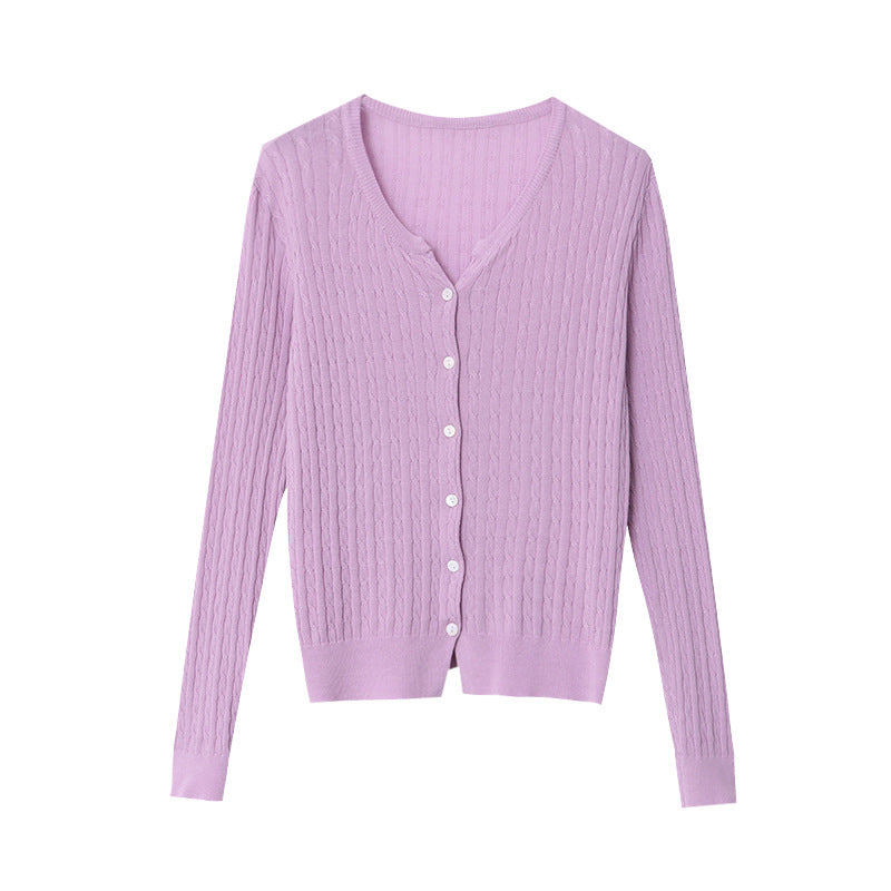 Damen feine Strickjacke mit Zopfmuster Drune