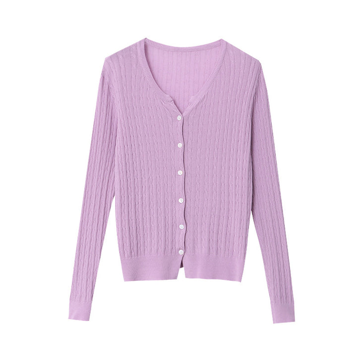 Damen feine Strickjacke mit Zopfmuster Drune