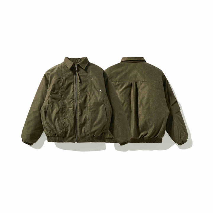Herren Leicht wattierte Canvas-Fieldjacke mit Hemdkragen, verdeckter Nahtdetail-Optik und elastischem Bund Drune