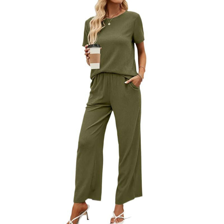 Damen Kurzarm-Overall mit Rüschendetails und Bindegürtel Drune