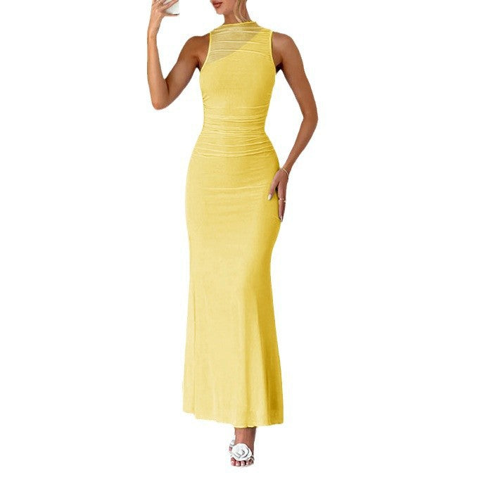 Damen Elegantes Maxikleid mit Raffung Drune