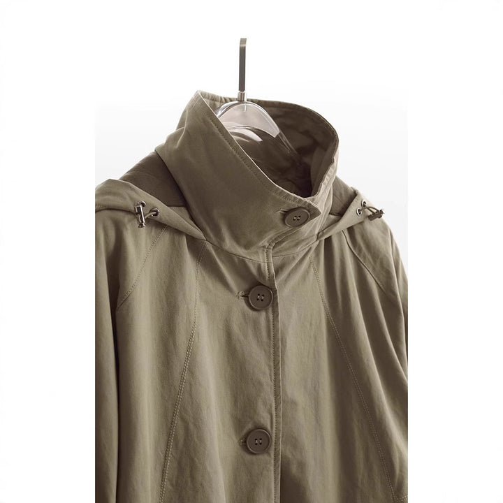 Damen Modische Übergangsjacke mit abnehmbarer Kapuze Drune