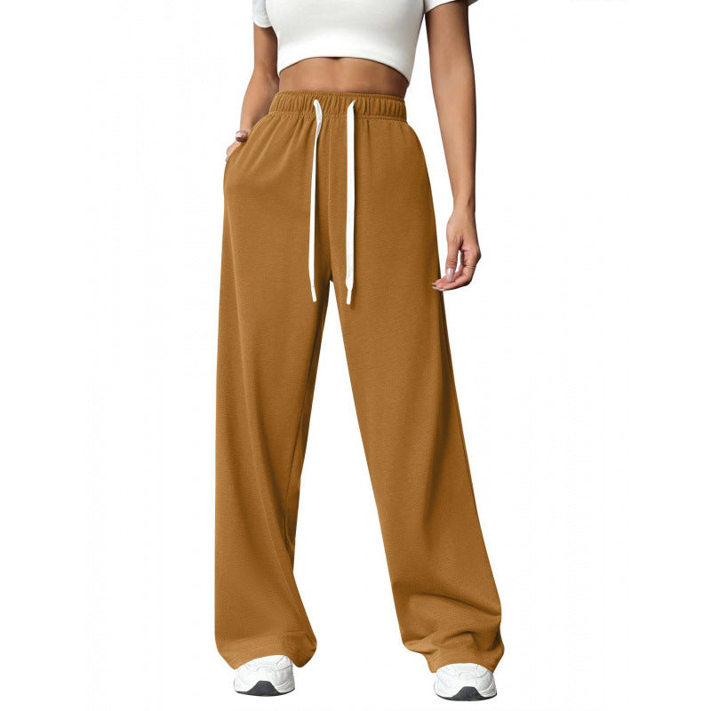 Damen Bequeme und lässige Freizeithose mit weitem Schnitt und elastischem Bund Drune