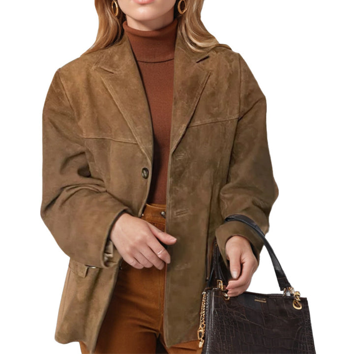Damen elegante Wildlederjacke mit lässiger Passform Drune
