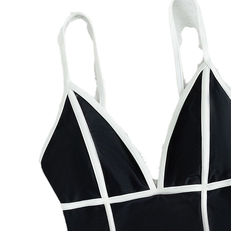 Damen eleganter Badeanzug mit Kontrastnähten Drune