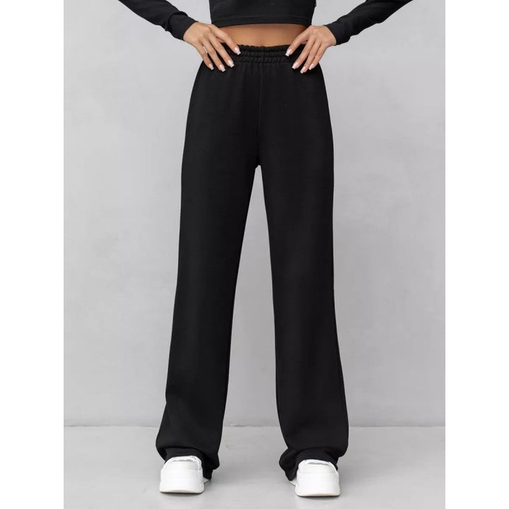 Damen nan fließende Palazzo-Loungehose mit extra weitem Bein elastischem Komfortbund und dezenten Eingrifftaschen Drune