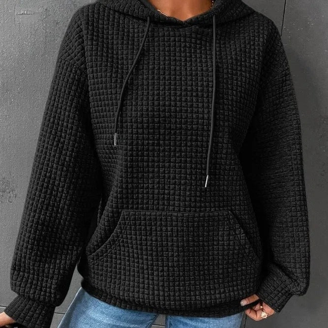 Damen luftiger Hoodie mit strukturiertem Gewebe und Kapuze Drune