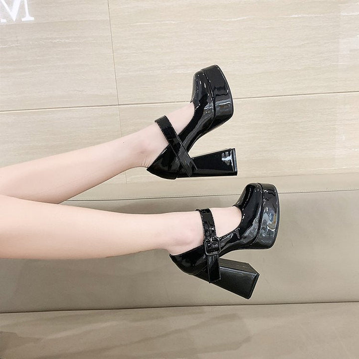 Damen Mary Jane Pumps mit blockiertem Absatz und verstellbarem Riemen Drune