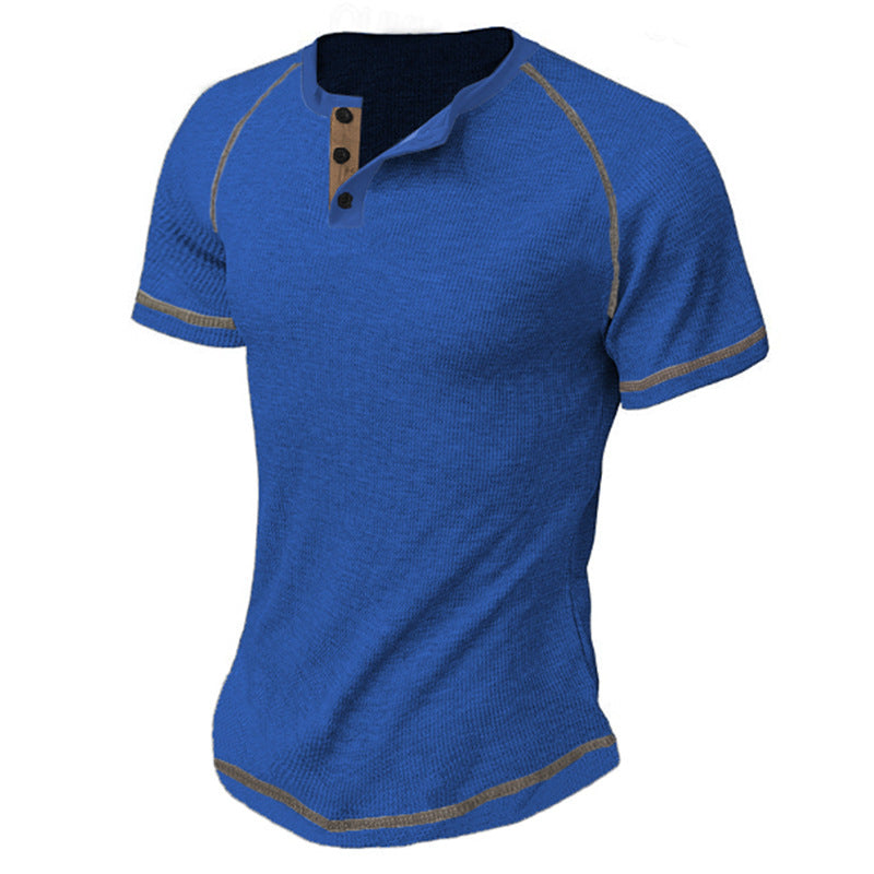 Herren kurzärmliges Henley-Shirt mit atmungsaktiver Struktur Drune