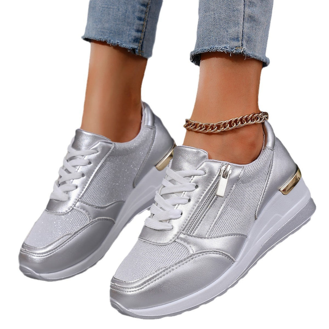 Damen Plateau-Sneaker mit Keilabsatz und Reißverschluss Drune