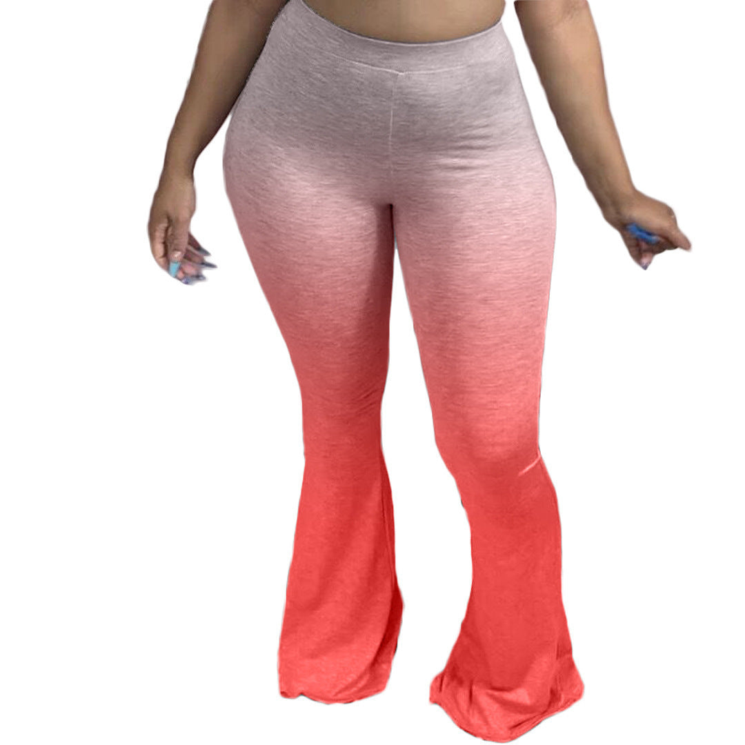 Damen Sportliche Flared Leggings mit Farbverlauf Drune