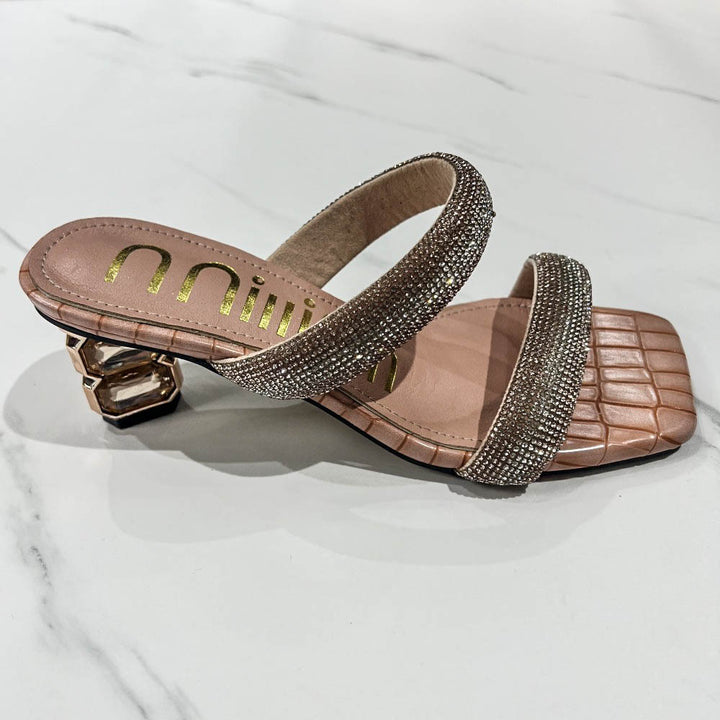 Damen Glamouröse Sandalen mit funkelnden Riemen und einzigartigem Blockabsatz Drune
