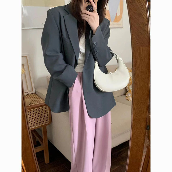 Damen Oversized Blazer aus hochwertigem Material mit Taschen Drune