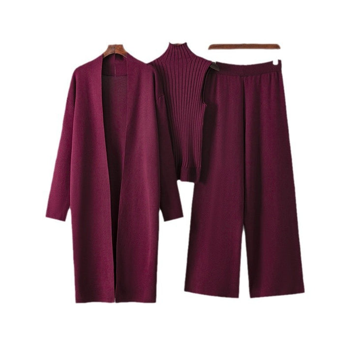 Damen modernes Strickanzug mit Longcardigan und hochwertigem Top Drune