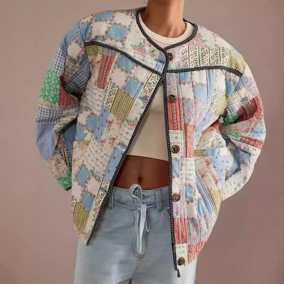 Damen Gestepptes Patchwork-Bomberjacke Drune