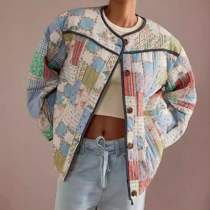 Damen Gestepptes Patchwork-Bomberjacke Drune