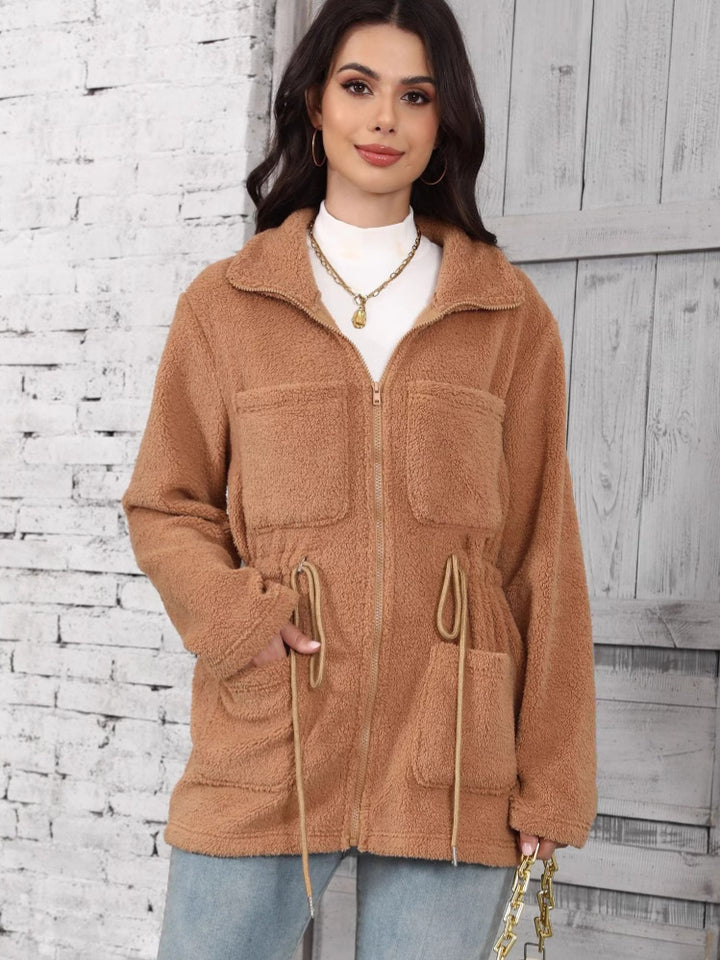 Damen Fleecejacke mit verstellbarem Bund und praktischen Taschen Drune