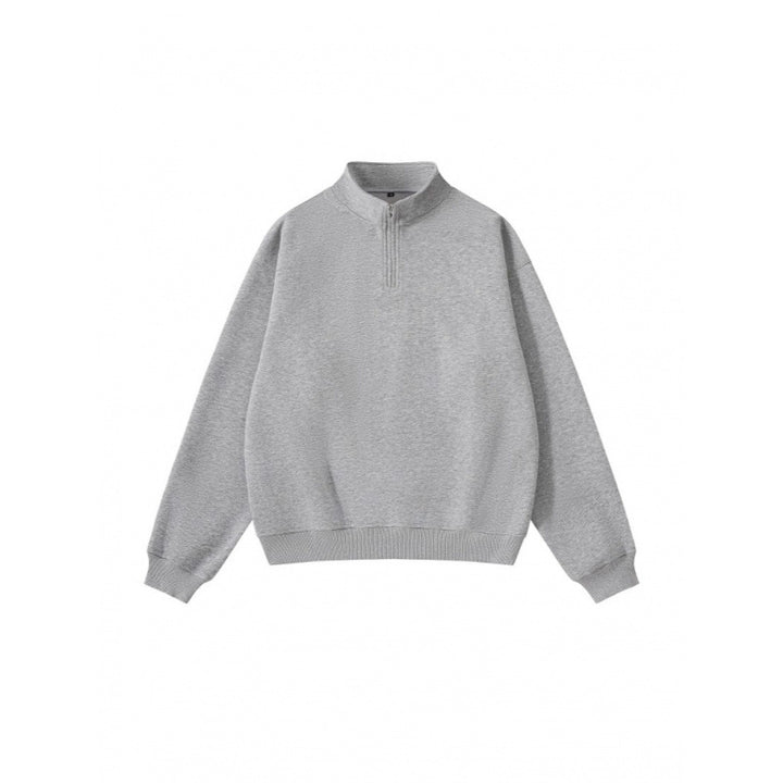 Unisex Oversize-Halbzip-Sweatshirt aus Baumwollmix mit Stehkragen und Rippbündchen Drune