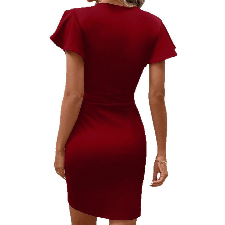 Damen Wickelkleid mit Rüschenärmeln Drune