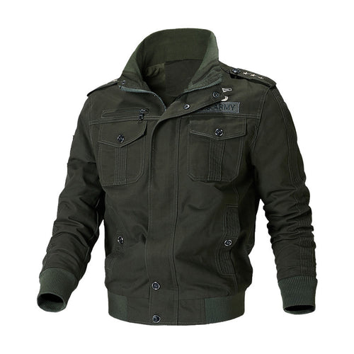 Herren Urbaner Canvas‑Pilotjacke im Military‑Look mit Brusttaschen, Epauletten und Rippbündchen Drune